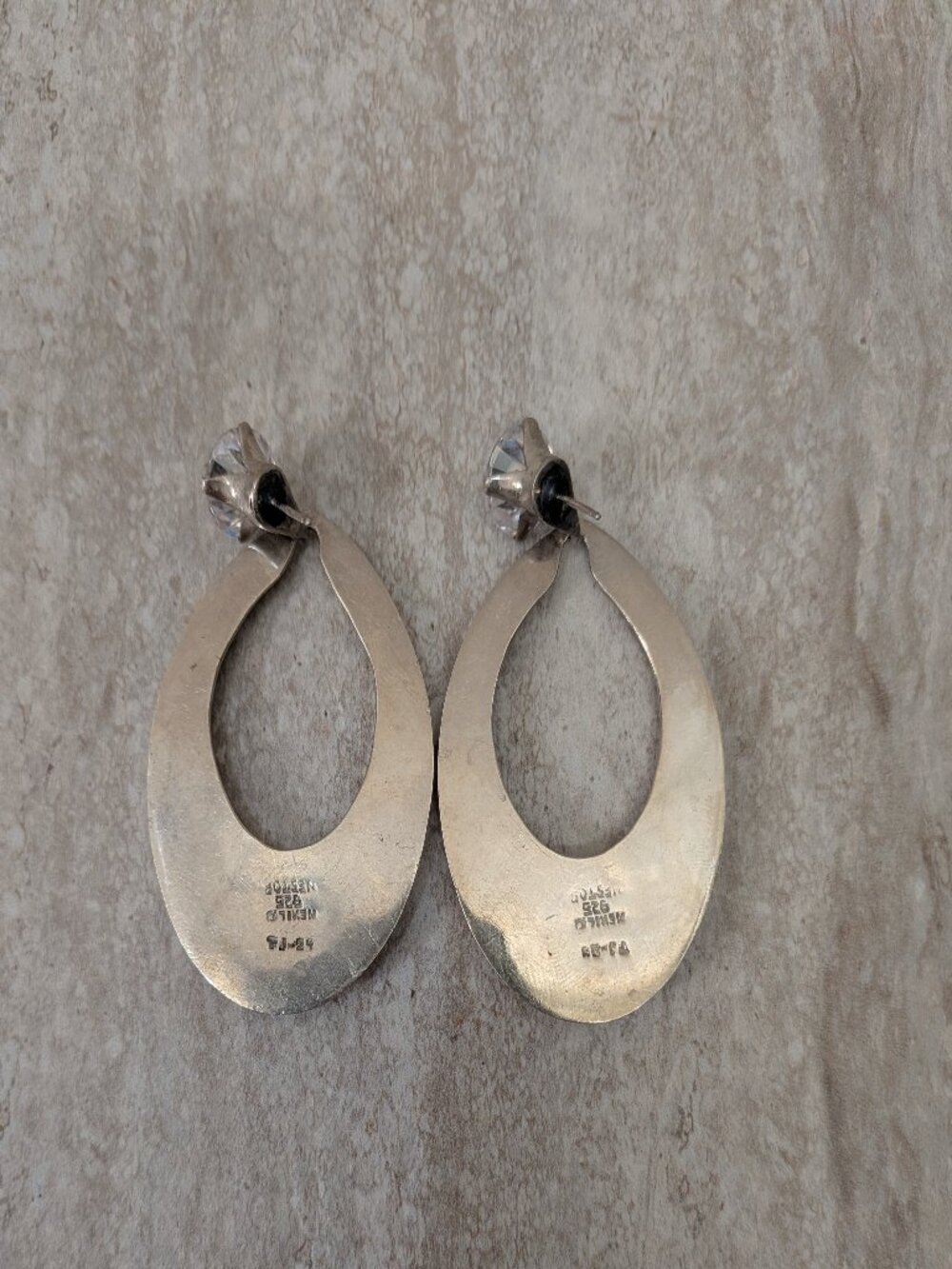 Vintage Taxco Sterling Silver Teardrop Dangle Earrings Nestor TJ-24 Mexico 33g - Picture 2 of 6
